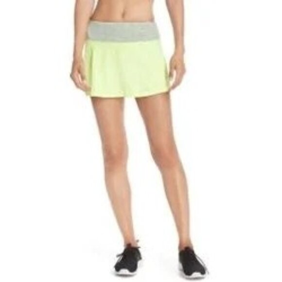 Zella Love Skort Size Medium Pull On Stripe Waist Athleisure Yoga Yellow Green - Picture 1 of 9